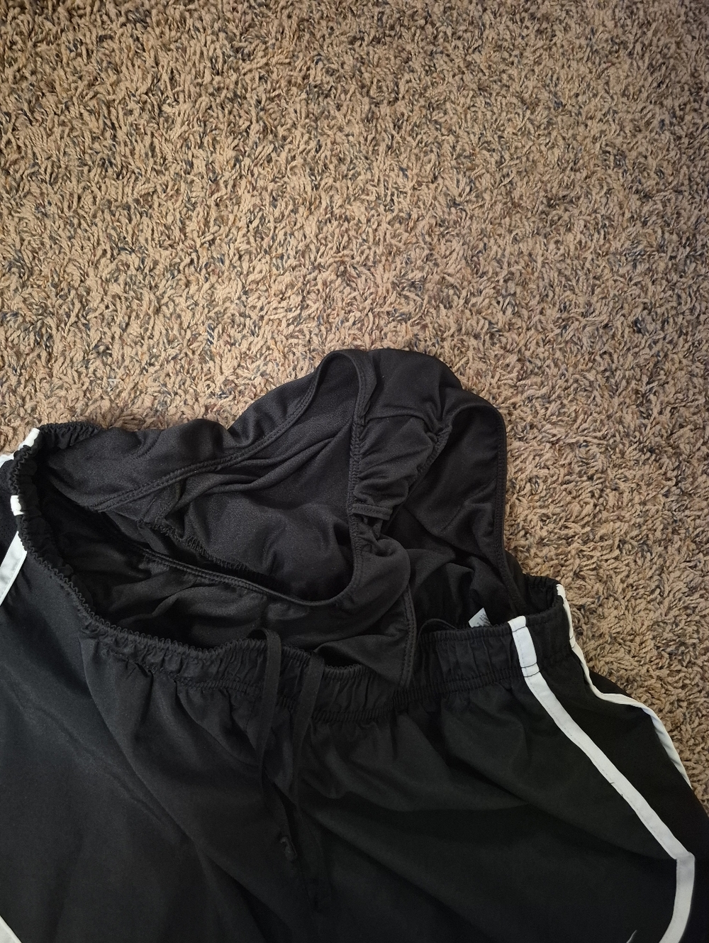 Nike Black Athletic Lined Shorts with White Piping Size L - Picture 5 of 7